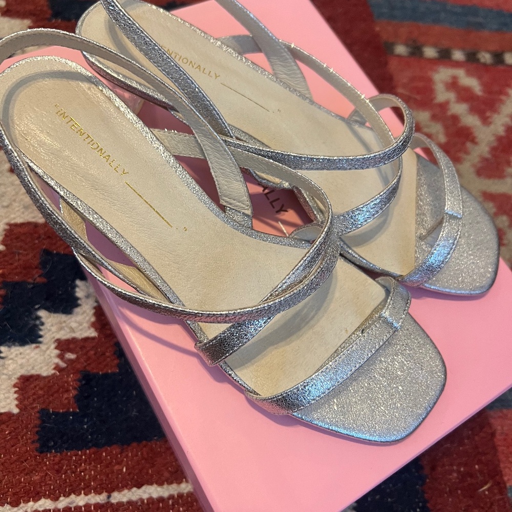 INTENTIONALLY BLANK silver kitten heels size 9